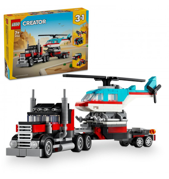 LEGO 31146 Nákladiak s plochou korbou a helikoptérou