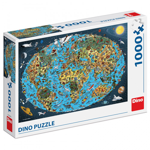 Obrázok Puzzle Kreslená mapa sveta 1000 Dino