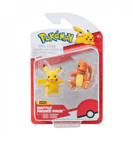 Pokémon akčné figúrky -  2 pack Asst (Charmander&Pikacu, Squirtle& Pikacu, Bulbusaur&Pikacu