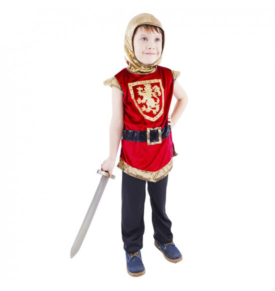 Detský kostým Rytier s erbom červený (M)