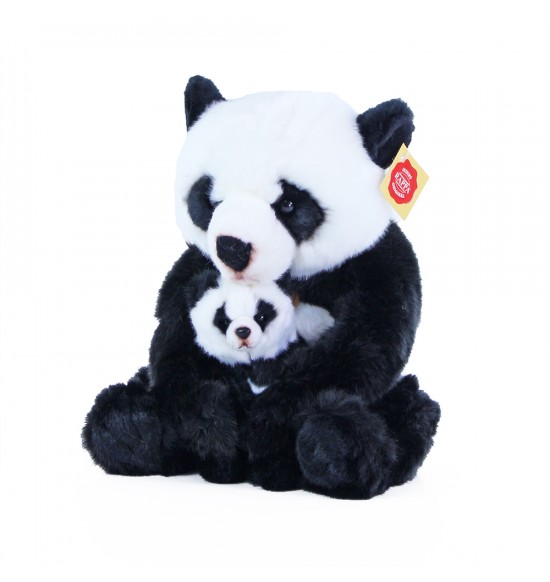 Plyšová panda s mláďaťom, 27 cm