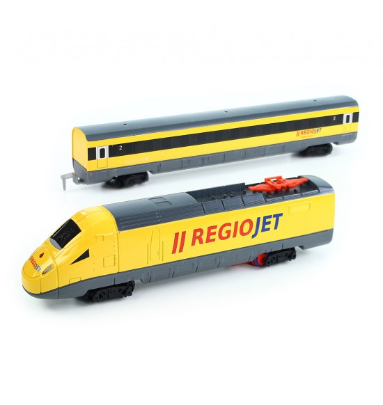 vlak žltý RegioJet so zvukom a svetlom - funkčný model súpravy
