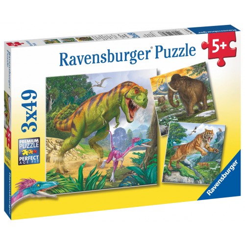 Obrázok RAVENSBURGER - Dinosaury a čAction Series Mini 3x49 dielikov